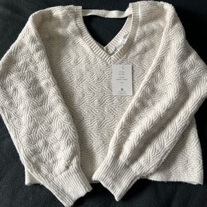 NWT Pink Rose Women’s Sweater, Size Large, Cream Color, Soft Made With Recycled